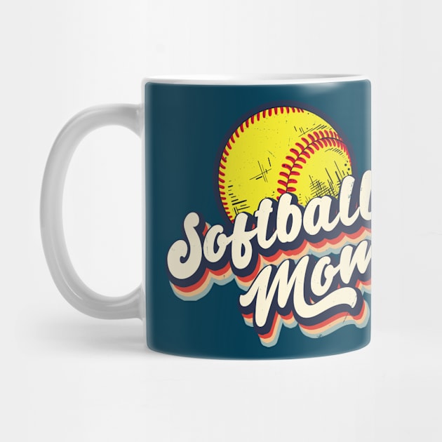 Retro Softball Mom Funny Vintage Softball Mom by Green Splash